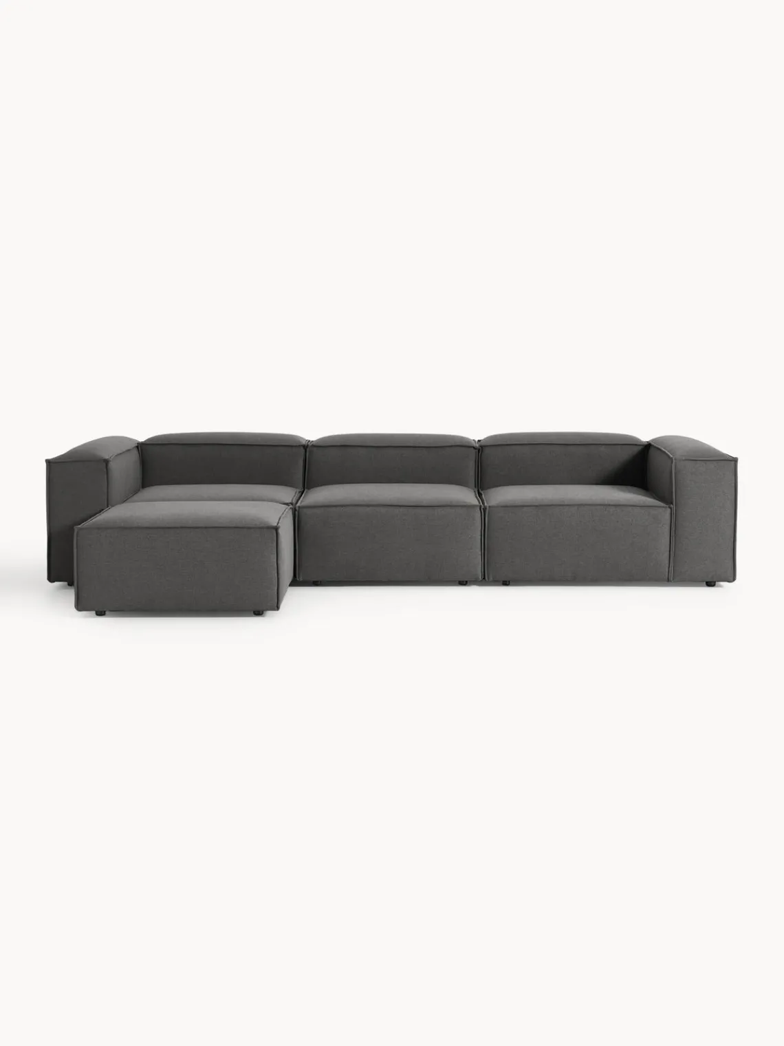 Sofás 4 Plazas|Sofás>Westwing Collection Sofá rinconera modular con reposapiés izquierdo/derecho Lennon (4 plazas) Tejido gris antracita