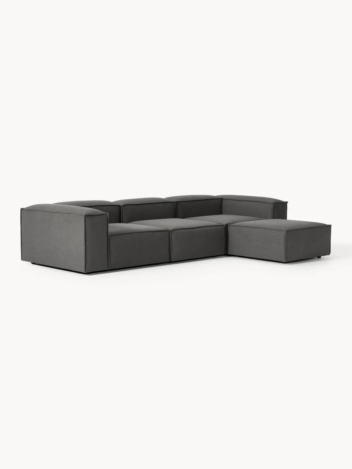 Sofás 4 Plazas|Sofás>Westwing Collection Sofá rinconera modular con reposapiés izquierdo/derecho Lennon (4 plazas) Tejido gris antracita