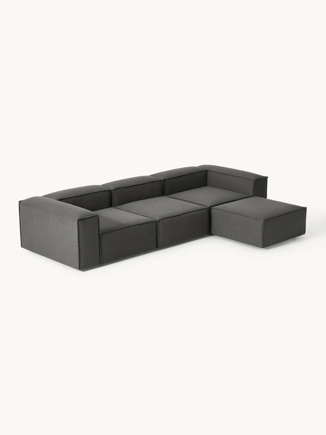 Sofás 4 Plazas|Sofás>Westwing Collection Sofá rinconera modular con reposapiés izquierdo/derecho Lennon (4 plazas) Tejido gris antracita