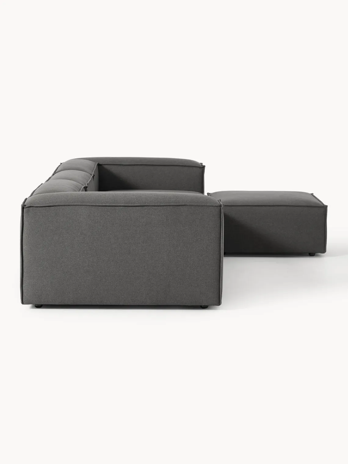 Sofás 4 Plazas|Sofás>Westwing Collection Sofá rinconera modular con reposapiés izquierdo/derecho Lennon (4 plazas) Tejido gris antracita