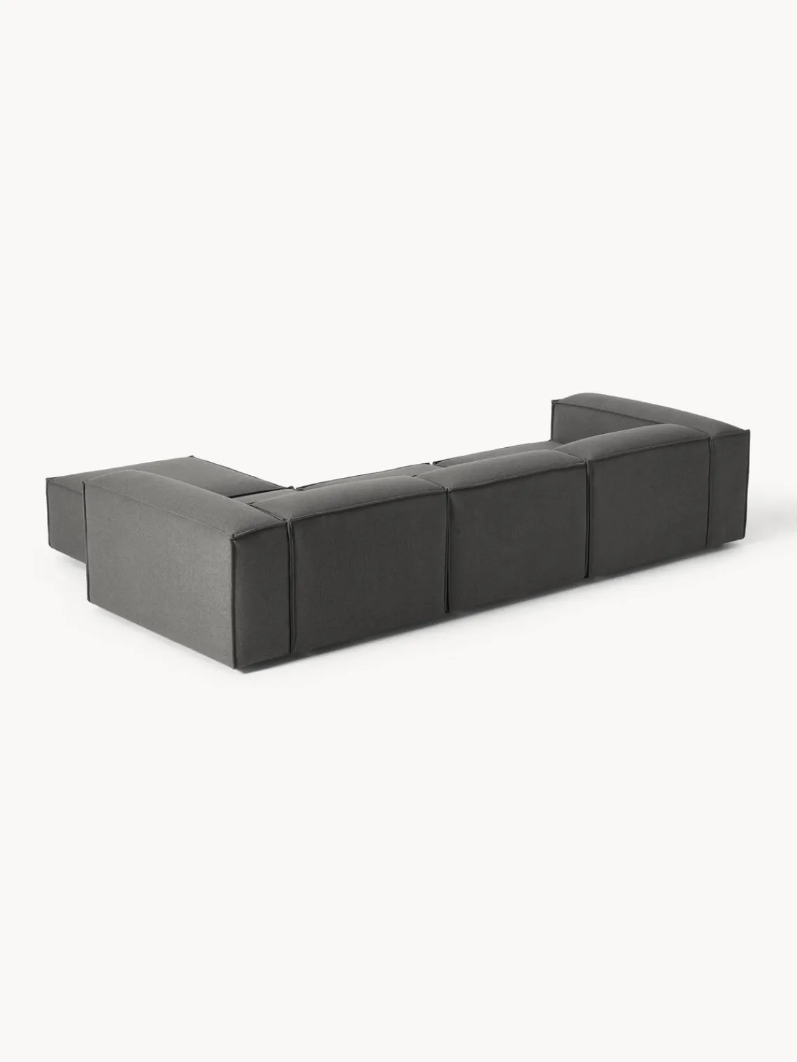 Sofás 4 Plazas|Sofás>Westwing Collection Sofá rinconera modular con reposapiés izquierdo/derecho Lennon (4 plazas) Tejido gris antracita