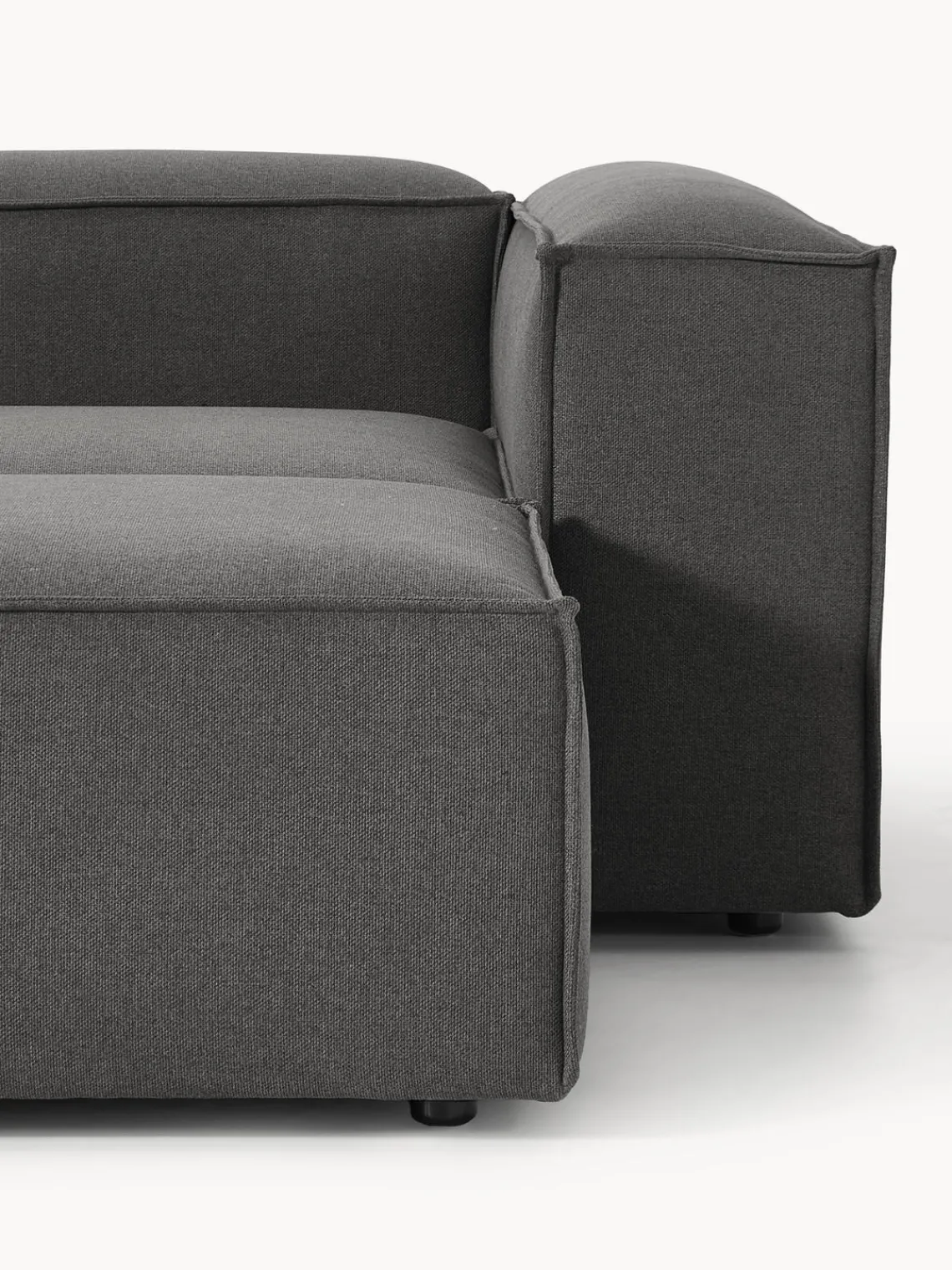 Sofás 4 Plazas|Sofás>Westwing Collection Sofá rinconera modular con reposapiés izquierdo/derecho Lennon (4 plazas) Tejido gris antracita