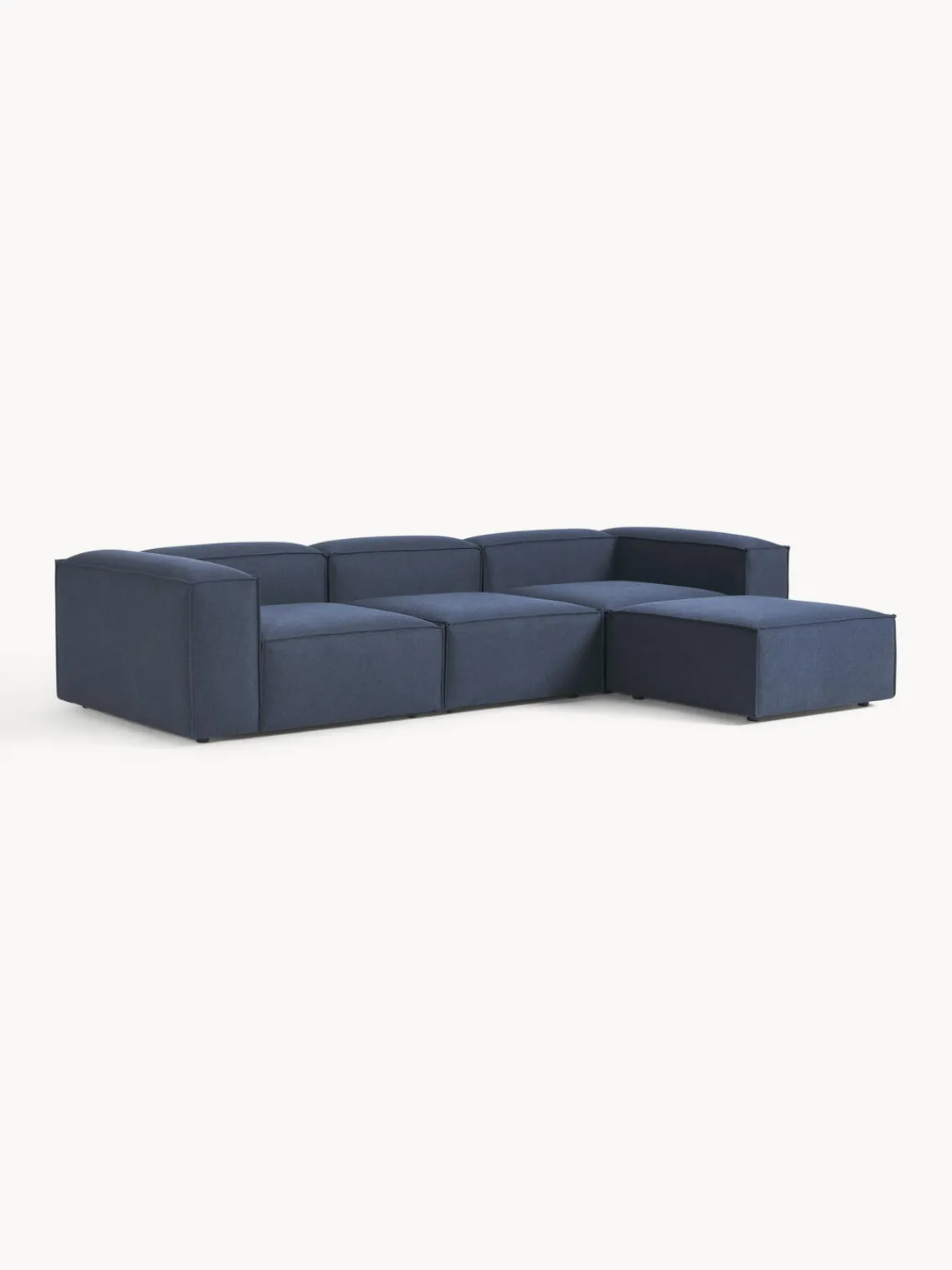 Sofás 4 Plazas|Sofás>Westwing Collection Sofá rinconera modular con reposapiés izquierdo/derecho Lennon (4 plazas) Tejido azul oscuro