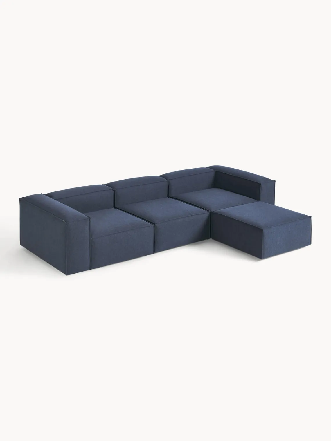Sofás 4 Plazas|Sofás>Westwing Collection Sofá rinconera modular con reposapiés izquierdo/derecho Lennon (4 plazas) Tejido azul oscuro