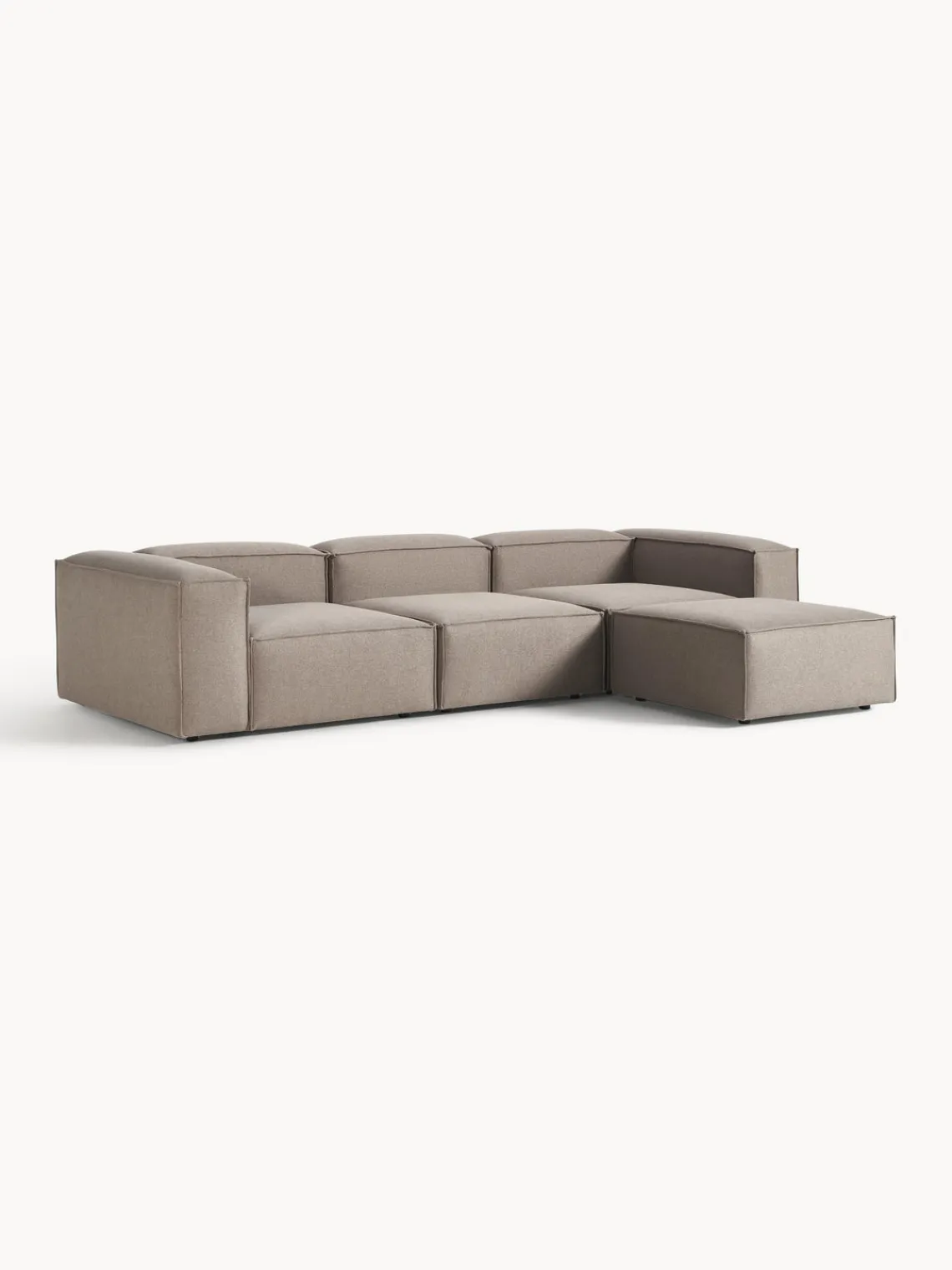 Sofás 4 Plazas|Sofás>Westwing Collection Sofá rinconera modular con reposapiés izquierdo/derecho Lennon (4 plazas) Tejido taupe