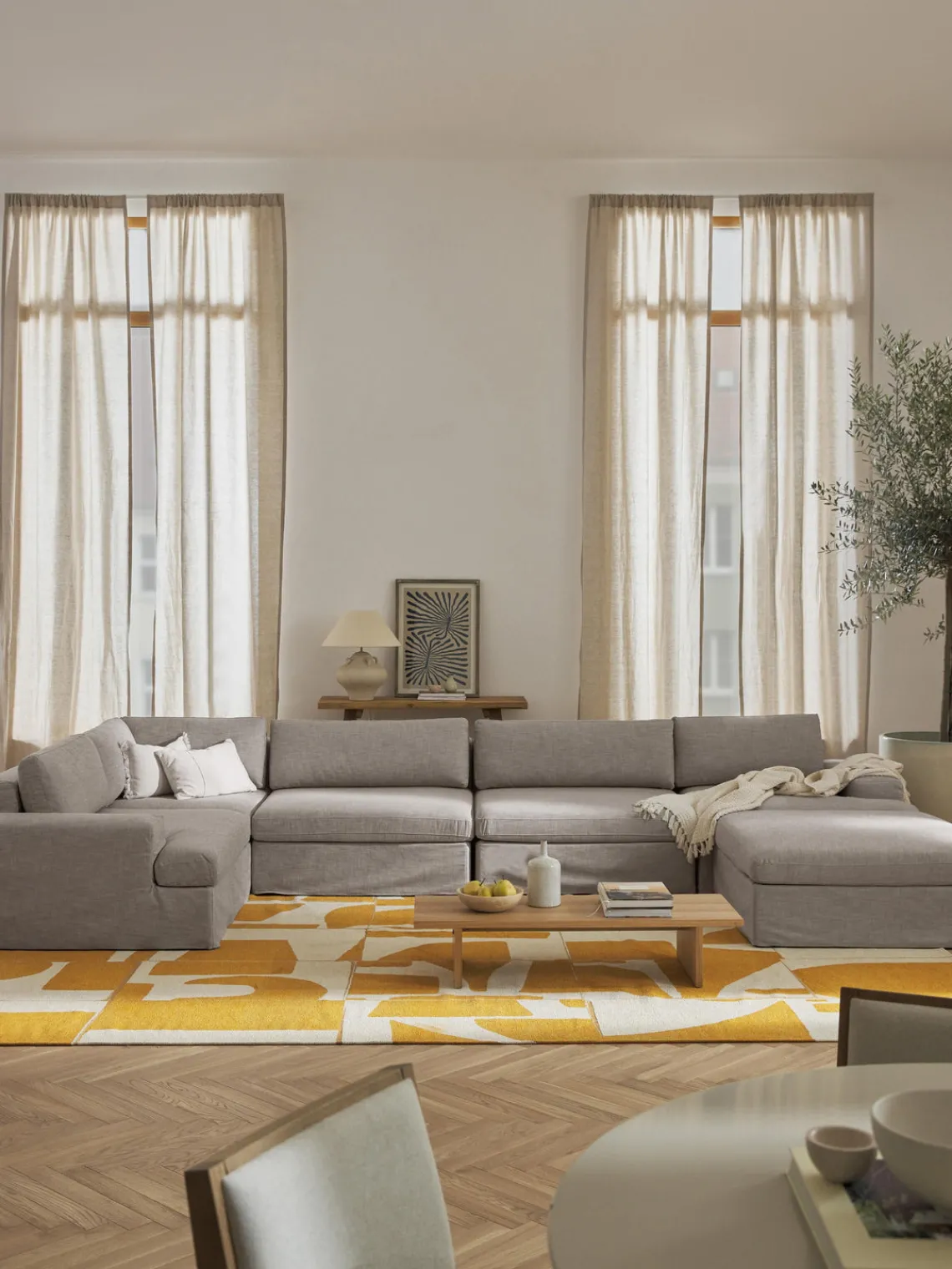 Sofás Rinconeras|Sofás>Westwing Collection Sofá rinconera modular con tapizado desenfundable Russell Tejido gris jaspeado