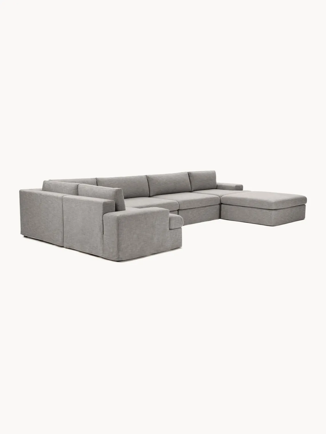 Sofás Rinconeras|Sofás>Westwing Collection Sofá rinconera modular con tapizado desenfundable Russell Tejido gris jaspeado