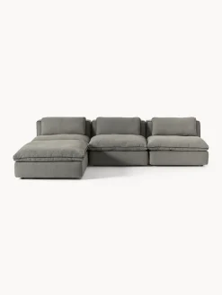 Sofás Rinconeras|Sofás>Westwing Collection Sofá rinconera modular con reposapiés izquierdo/derecho Felix Tejido grueso gris oscuro