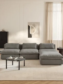 Sofás Rinconeras|Sofás>Westwing Collection Sofá rinconera modular con reposapiés izquierdo/derecho Felix Tejido grueso gris oscuro