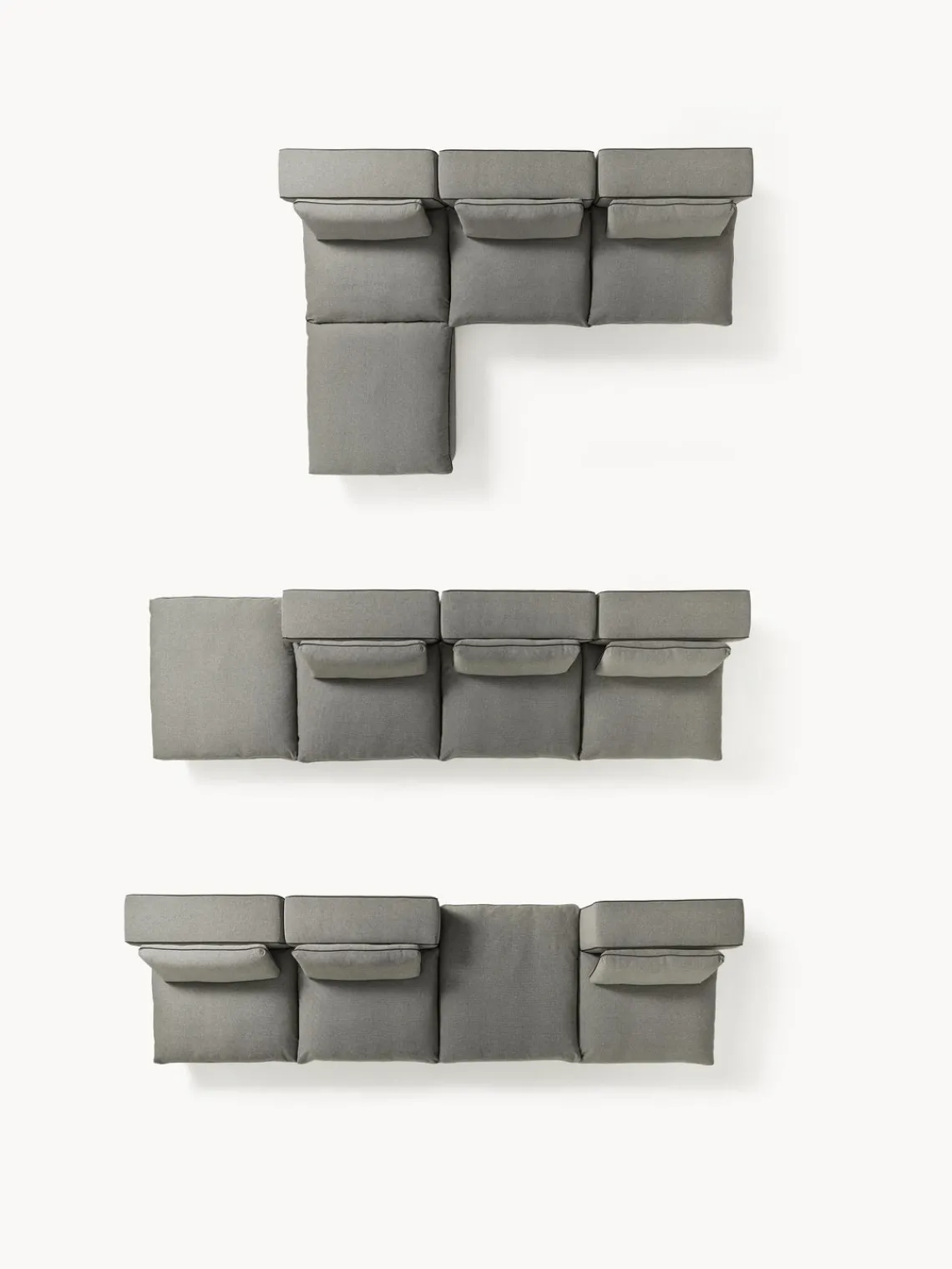 Sofás Rinconeras|Sofás>Westwing Collection Sofá rinconera modular con reposapiés izquierdo/derecho Felix Tejido grueso gris oscuro