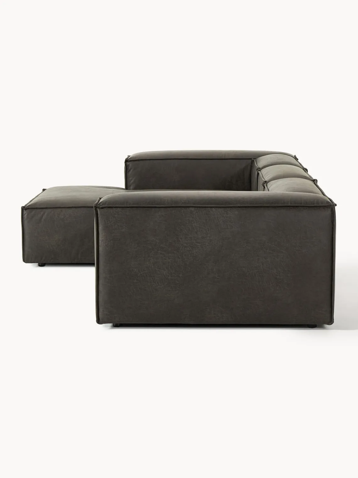 Sofás>Westwing Collection Sofá rinconera modular de cuero reciclado Lennon Cuero taupe