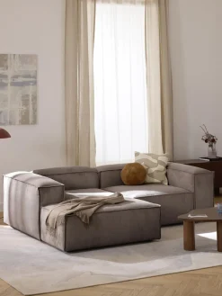 Sofás>Westwing Collection Sofá rinconera modular de pana Lennon Pana taupe