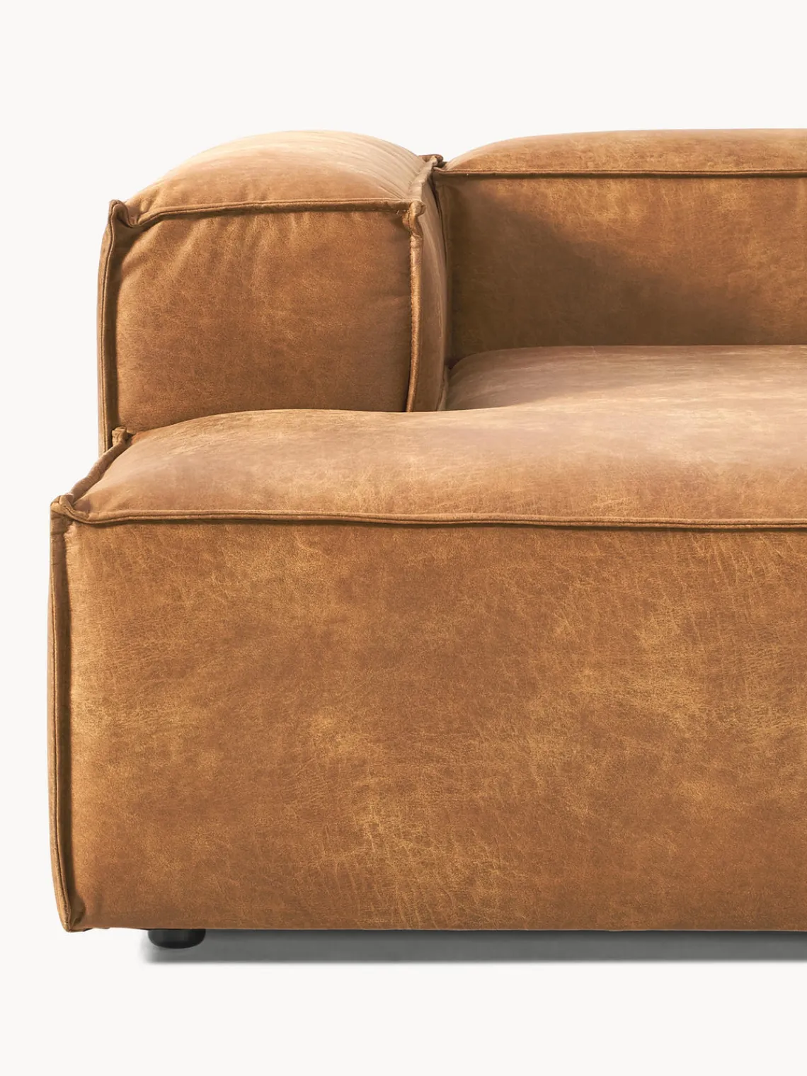 Sofás>Westwing Collection Sofá rinconera modular de cuero reciclado Lennon Cuero marrón