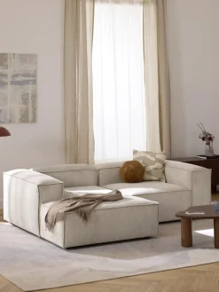 Sofás>Westwing Collection Sofá rinconera modular de pana Lennon Pana beige claro