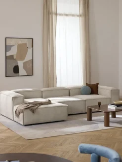 Sofás>Westwing Collection Sofá rinconera modular de pana Lennon Pana beige claro