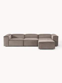 Sofás 4 Plazas|Sofás>Westwing Collection Sofá rinconera modular de pana con reposapiés izquierdo/derecho Lennon (4 plazas) Pana taupe