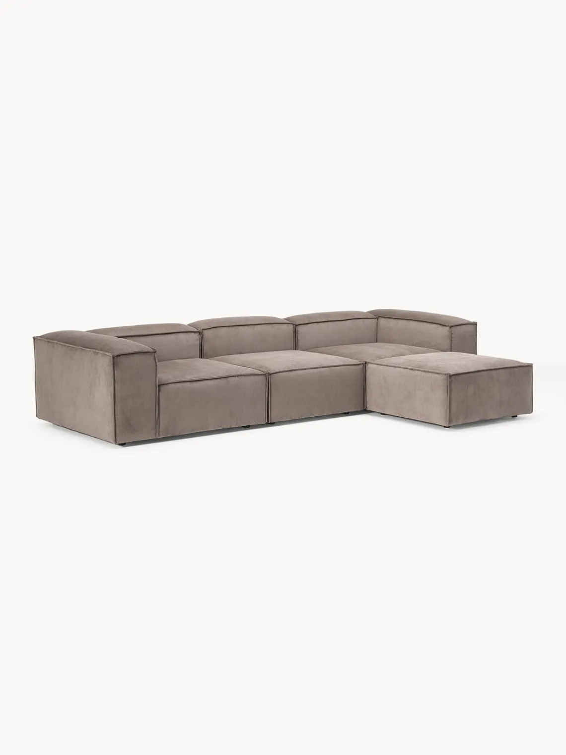 Sofás 4 Plazas|Sofás>Westwing Collection Sofá rinconera modular de pana con reposapiés izquierdo/derecho Lennon (4 plazas) Pana taupe