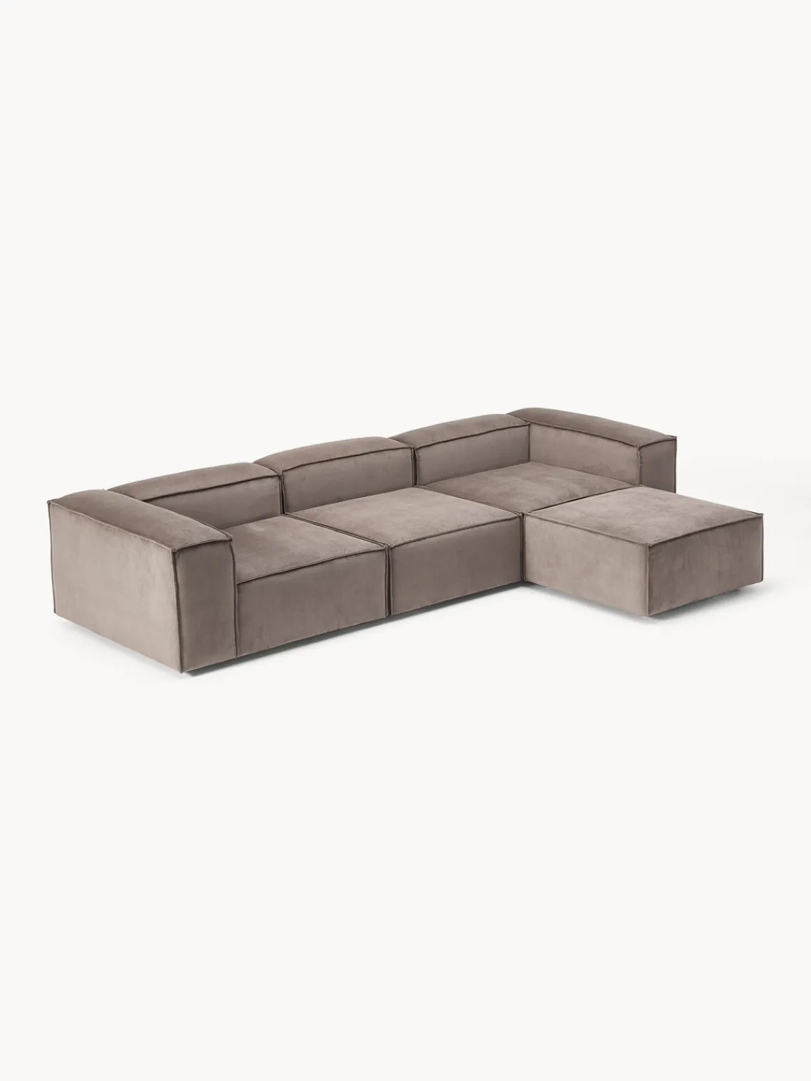 Sofás 4 Plazas|Sofás>Westwing Collection Sofá rinconera modular de pana con reposapiés izquierdo/derecho Lennon (4 plazas) Pana taupe
