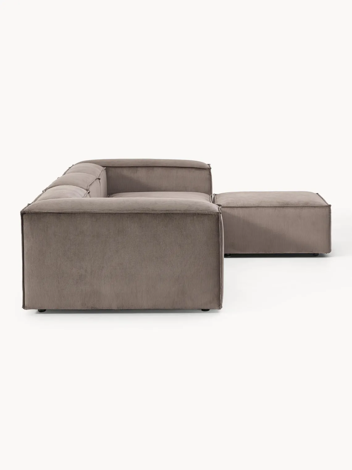 Sofás 4 Plazas|Sofás>Westwing Collection Sofá rinconera modular de pana con reposapiés izquierdo/derecho Lennon (4 plazas) Pana taupe