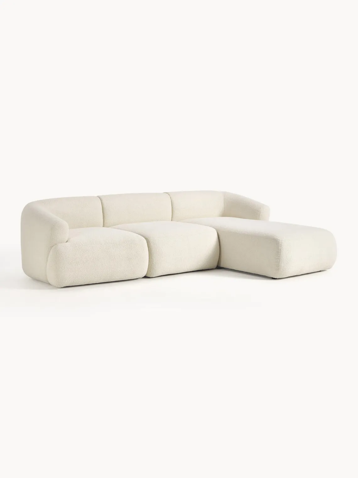 Sofás Rinconeras|Sofás>Westwing Collection Sofá rinconera modular de borreguillo Sofia (3 plazas) Borreguillo blanco Off White