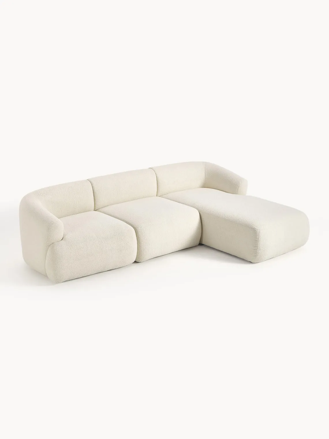 Sofás Rinconeras|Sofás>Westwing Collection Sofá rinconera modular de borreguillo Sofia (3 plazas) Borreguillo blanco Off White