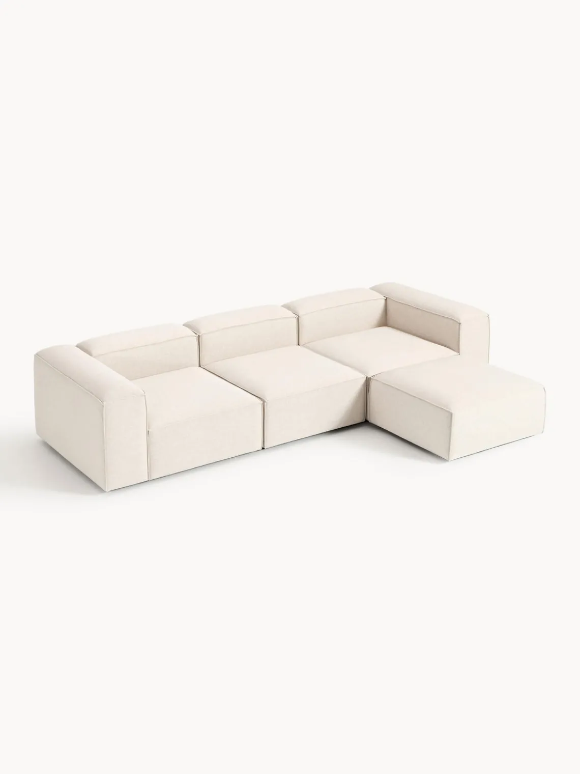 Sofás 4 Plazas|Sofás>Westwing Collection Sofá rinconera modular de mezcla de lino con reposapiés izquierdo/derecho Lennon (4 plazas) Mezcla de lino beige