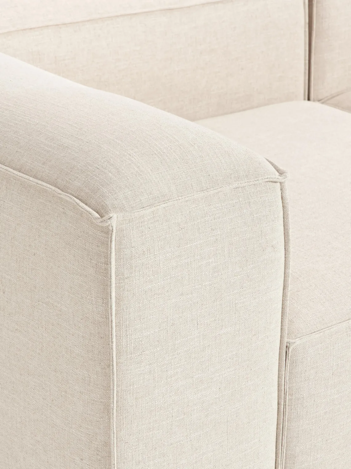 Sofás 4 Plazas|Sofás>Westwing Collection Sofá rinconera modular de mezcla de lino con reposapiés izquierdo/derecho Lennon (4 plazas) Mezcla de lino beige