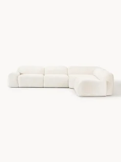 Sofás Rinconeras|Sofás>Westwing Collection Sofá rinconera modular de borreguillo bouclé Wolke (4 plazas) Borreguillo bouclé Off White