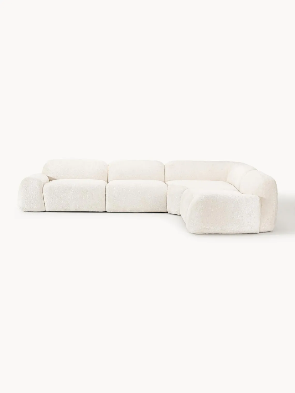 Sofás Rinconeras|Sofás>Westwing Collection Sofá rinconera modular de borreguillo bouclé Wolke (4 plazas) Borreguillo bouclé Off White