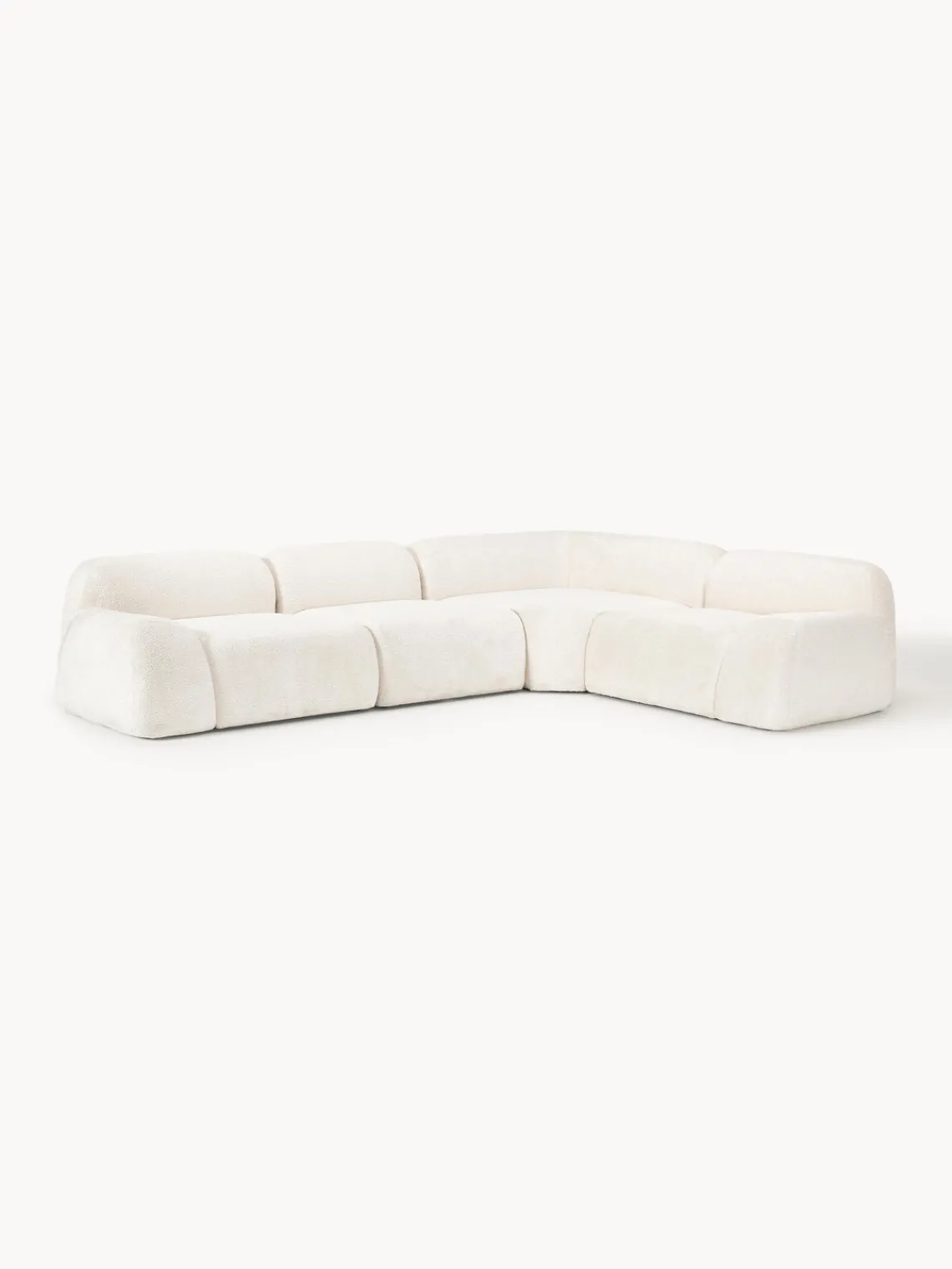 Sofás Rinconeras|Sofás>Westwing Collection Sofá rinconera modular de borreguillo bouclé Wolke (4 plazas) Borreguillo bouclé Off White