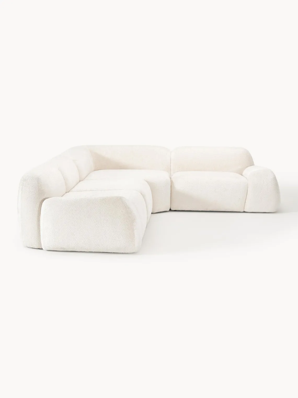 Sofás Rinconeras|Sofás>Westwing Collection Sofá rinconera modular de borreguillo bouclé Wolke (4 plazas) Borreguillo bouclé Off White