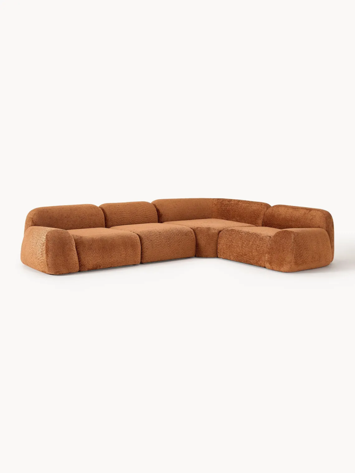 Sofás Rinconeras|Sofás>Westwing Collection Sofá rinconera modular de boreguillo bouclé Wolke (4 plazas) Borreguillo bouclé terracota