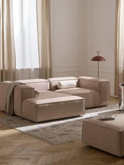 Outlet Sofá rinconera modular de mezcla de lino Lennon Sofás