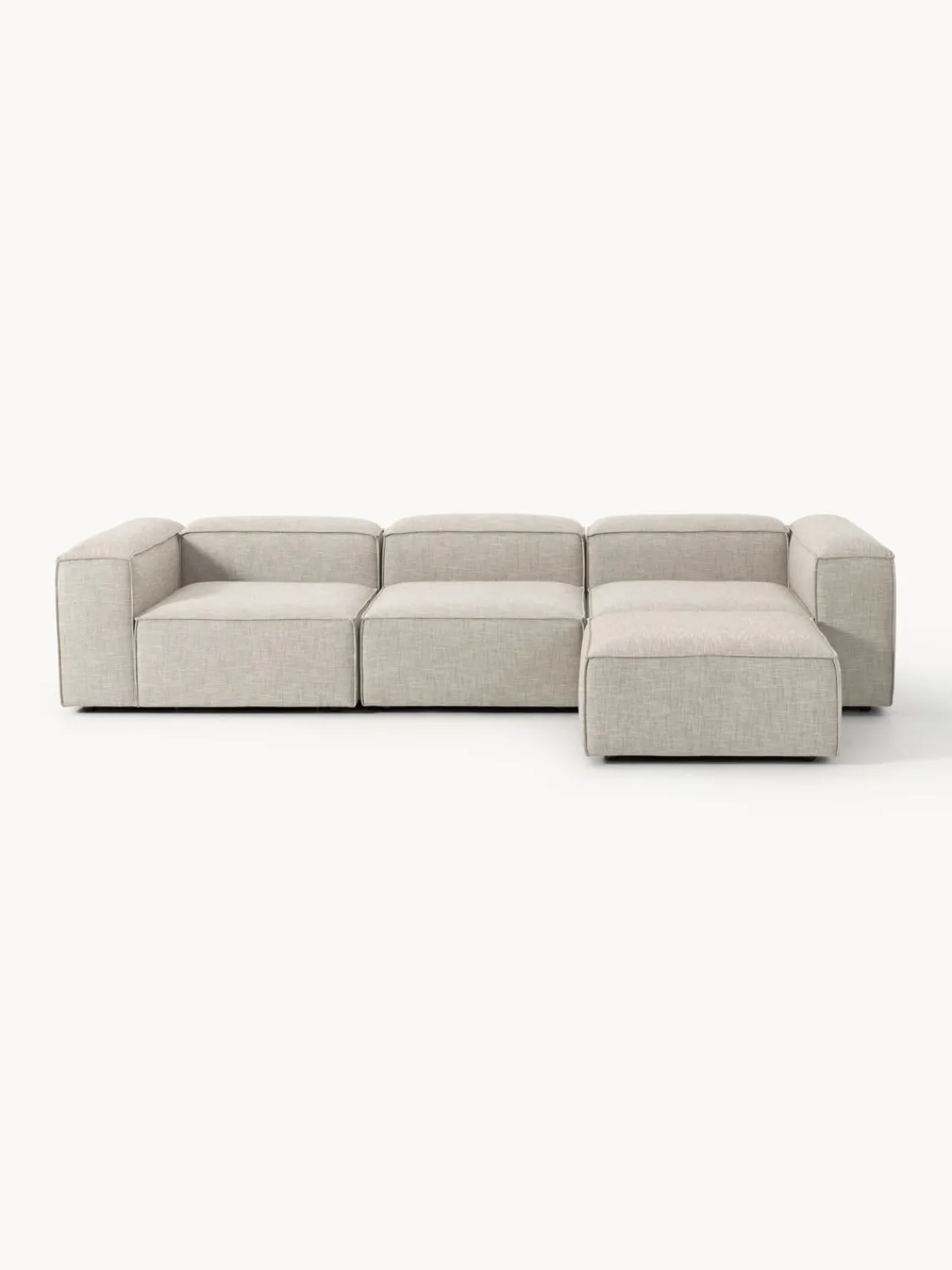 Sofás 4 Plazas|Sofás>Westwing Collection Sofá rinconera modular de mezcla de lino con reposapiés izquierdo/derecho Lennon (4 plazas) Mezcla de lino gris