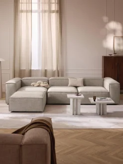 Sofás 4 Plazas|Sofás>Westwing Collection Sofá rinconera modular de mezcla de lino con reposapiés izquierdo/derecho Lennon (4 plazas) Mezcla de lino gris