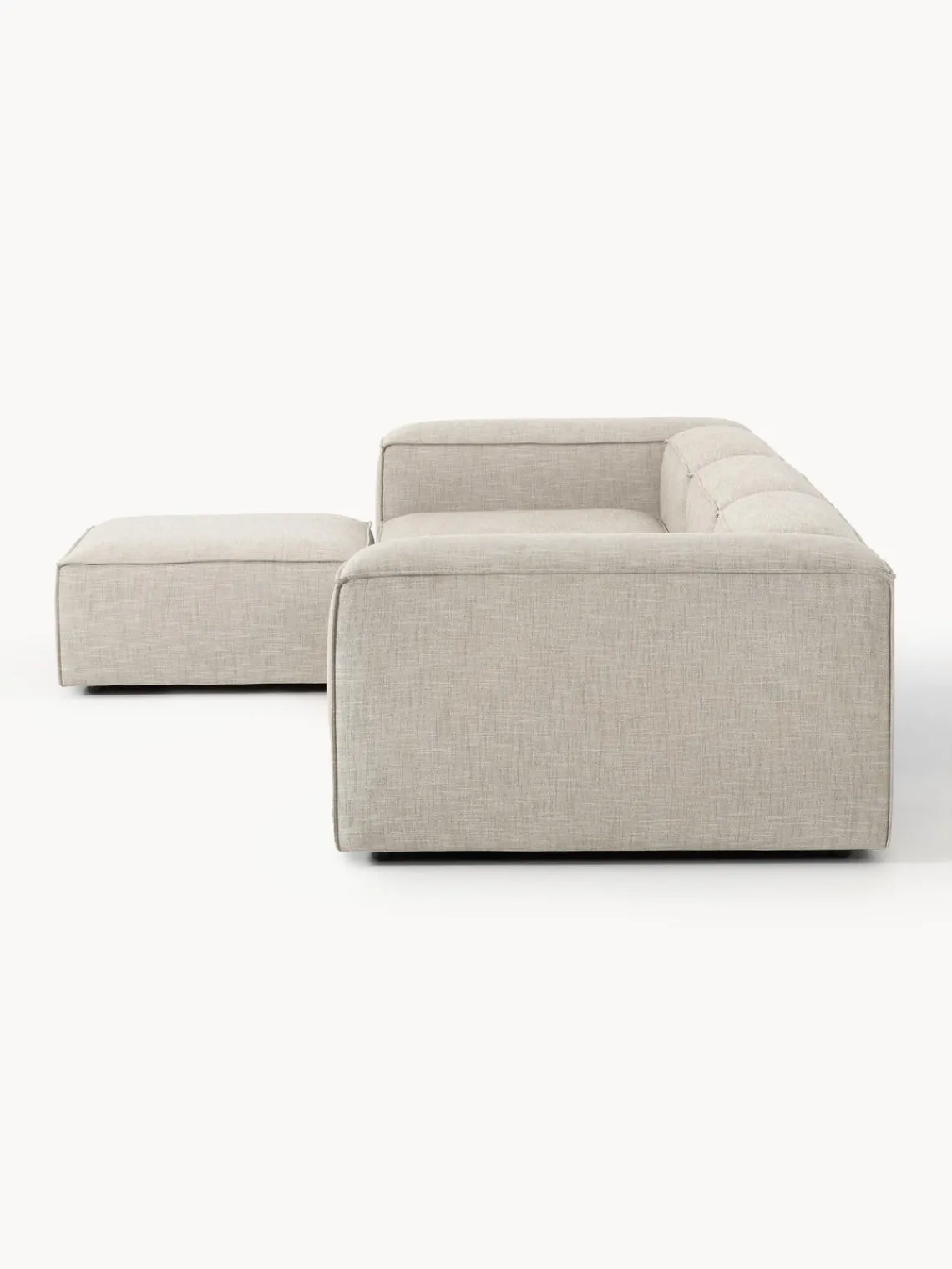 Sofás 4 Plazas|Sofás>Westwing Collection Sofá rinconera modular de mezcla de lino con reposapiés izquierdo/derecho Lennon (4 plazas) Mezcla de lino gris