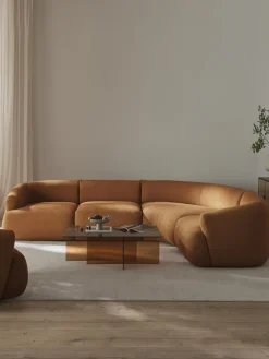 Sofás Rinconeras|Sofás>Westwing Collection Sofá rinconera modular en tejido bouclé Sofia (4 plazas) Bouclé marrón claro