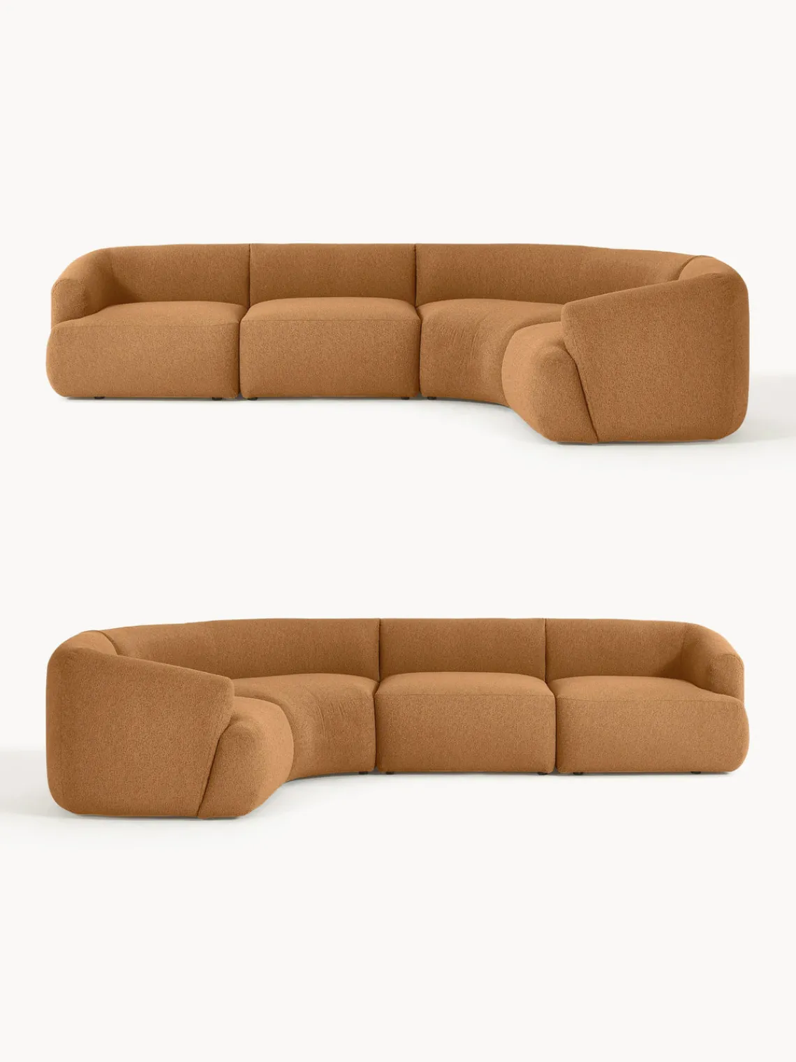 Sofás Rinconeras|Sofás>Westwing Collection Sofá rinconera modular en tejido bouclé Sofia (4 plazas) Bouclé marrón claro