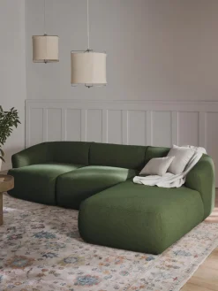 Outlet Sofá rinconera modular en tejido bouclé Sofia (3 plazas) Sofás Rinconeras|Sofás