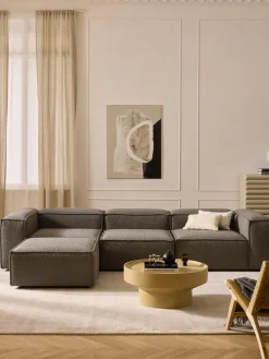 Sofás 4 Plazas|Sofás>Westwing Collection Sofá rinconera modular en tejido bouclé con reposapiés izquierdo/derecho Lennon (4 plazas) Bouclé greige