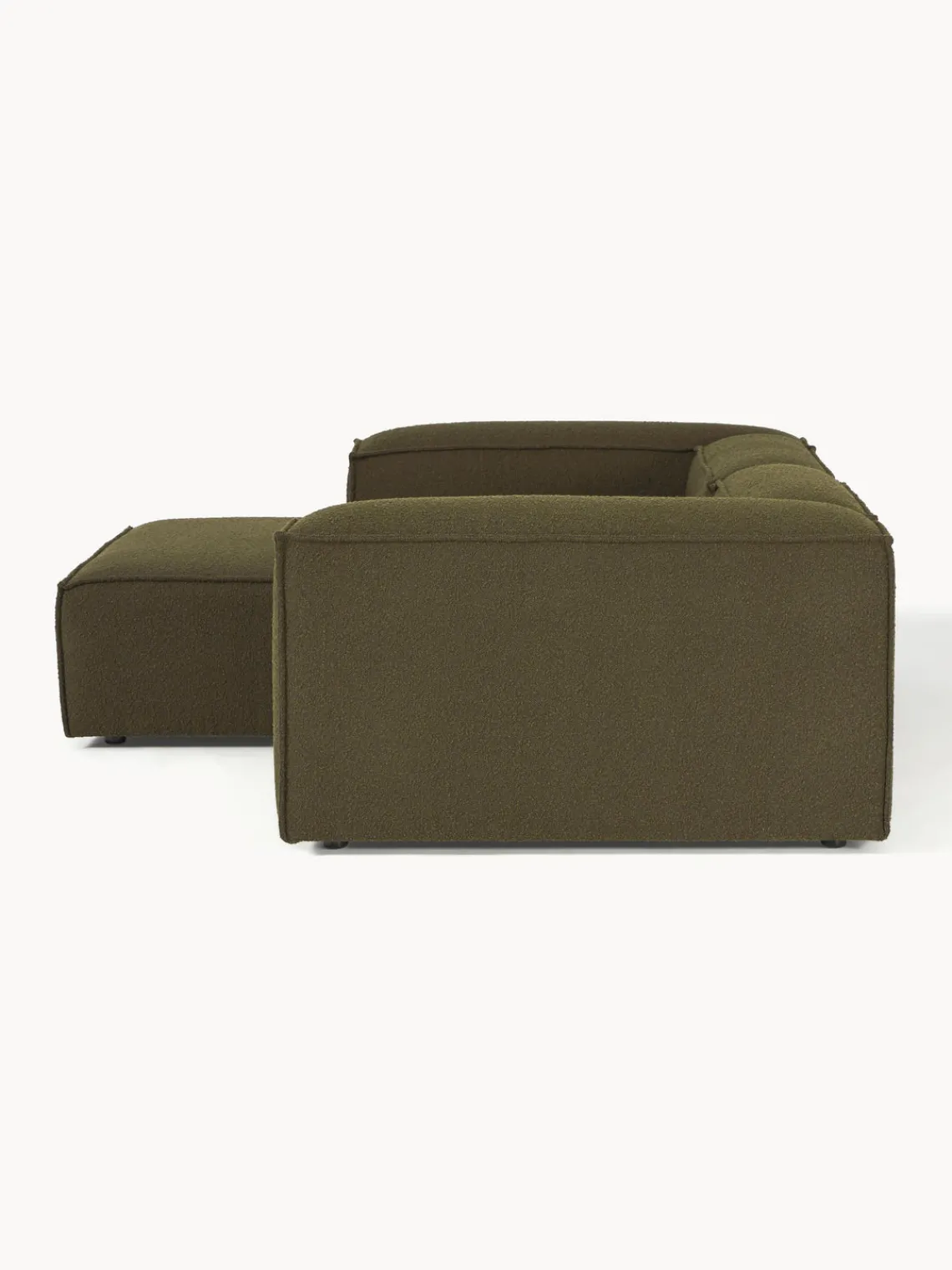 Sofás>Westwing Collection Sofá rinconera modular en tejido bouclé Lennon Bouclé verde oliva