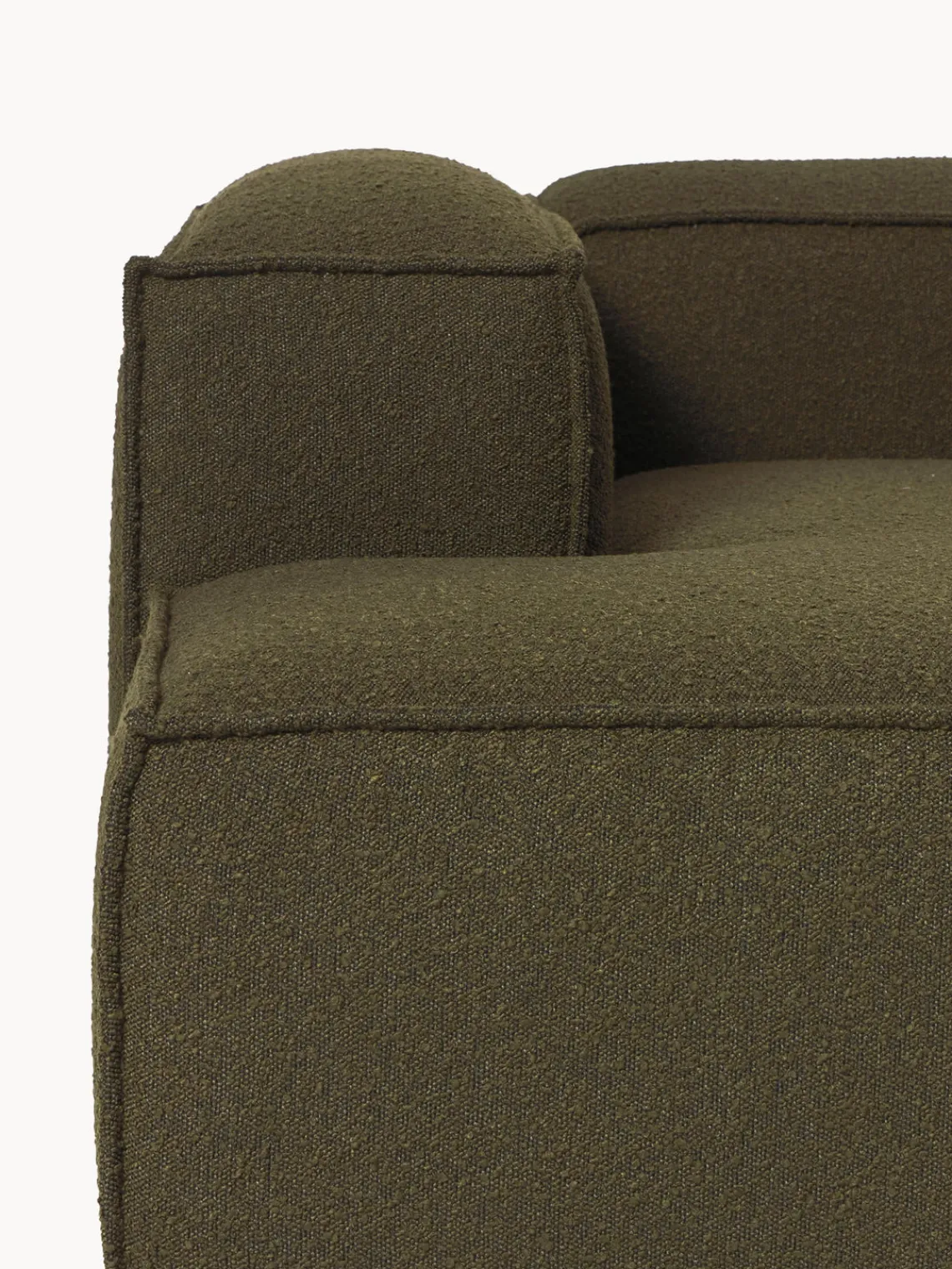 Sofás>Westwing Collection Sofá rinconera modular en tejido bouclé Lennon Bouclé verde oliva