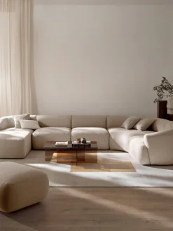 Sofás Rinconeras|Sofás>Westwing Collection Sofá rinconera modular en tejido bouclé Sofia Bouclé beige claro