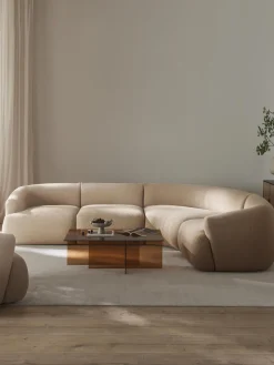 Sofás Rinconeras|Sofás>Westwing Collection Sofá rinconera modular en tejido bouclé Sofia (4 plazas) Bouclé beige claro