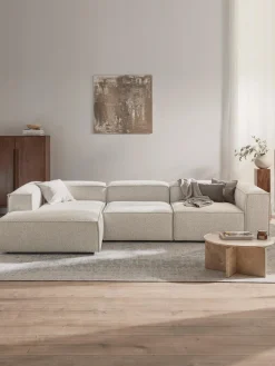 Sofás>Westwing Collection Sofá rinconera modular en tejido bouclé Lennon Bouclé blanco Off White