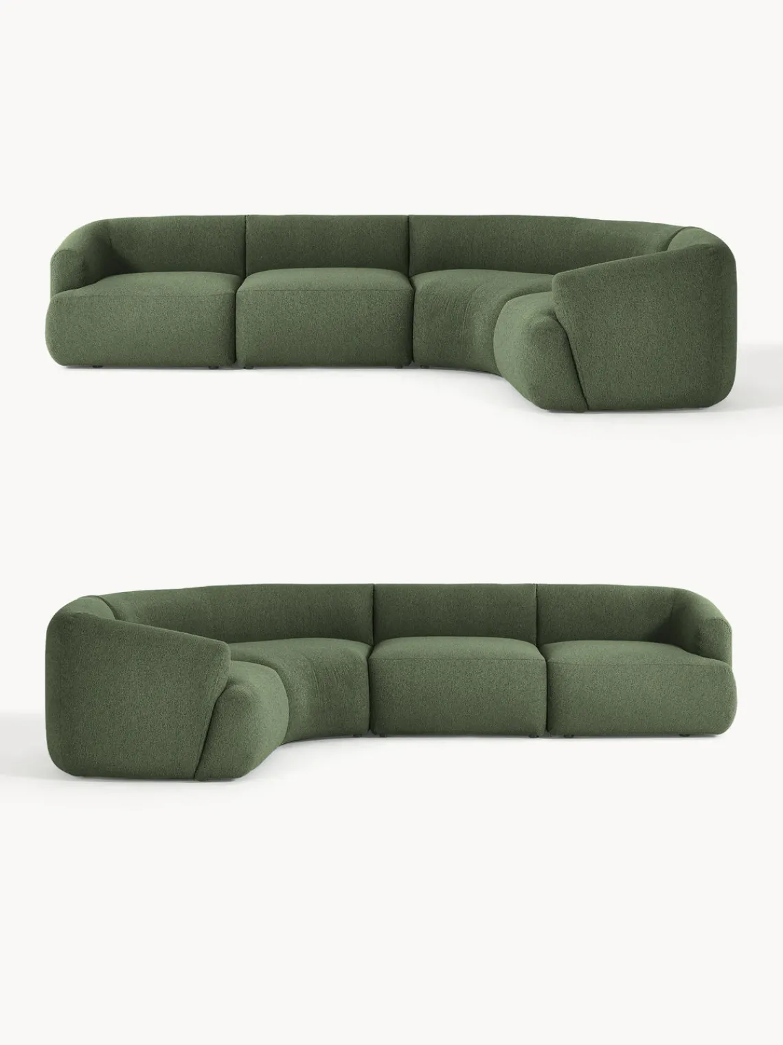 Sofás Rinconeras|Sofás>Westwing Collection Sofá rinconera modular en tejido bouclé Sofia (4 plazas) Bouclé verde oscuro