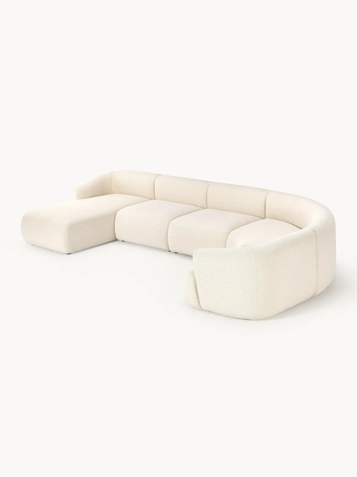 Sofás Rinconeras|Sofás>Westwing Collection Sofá rinconera modular en tejido bouclé Sofia Bouclé blanco Off White