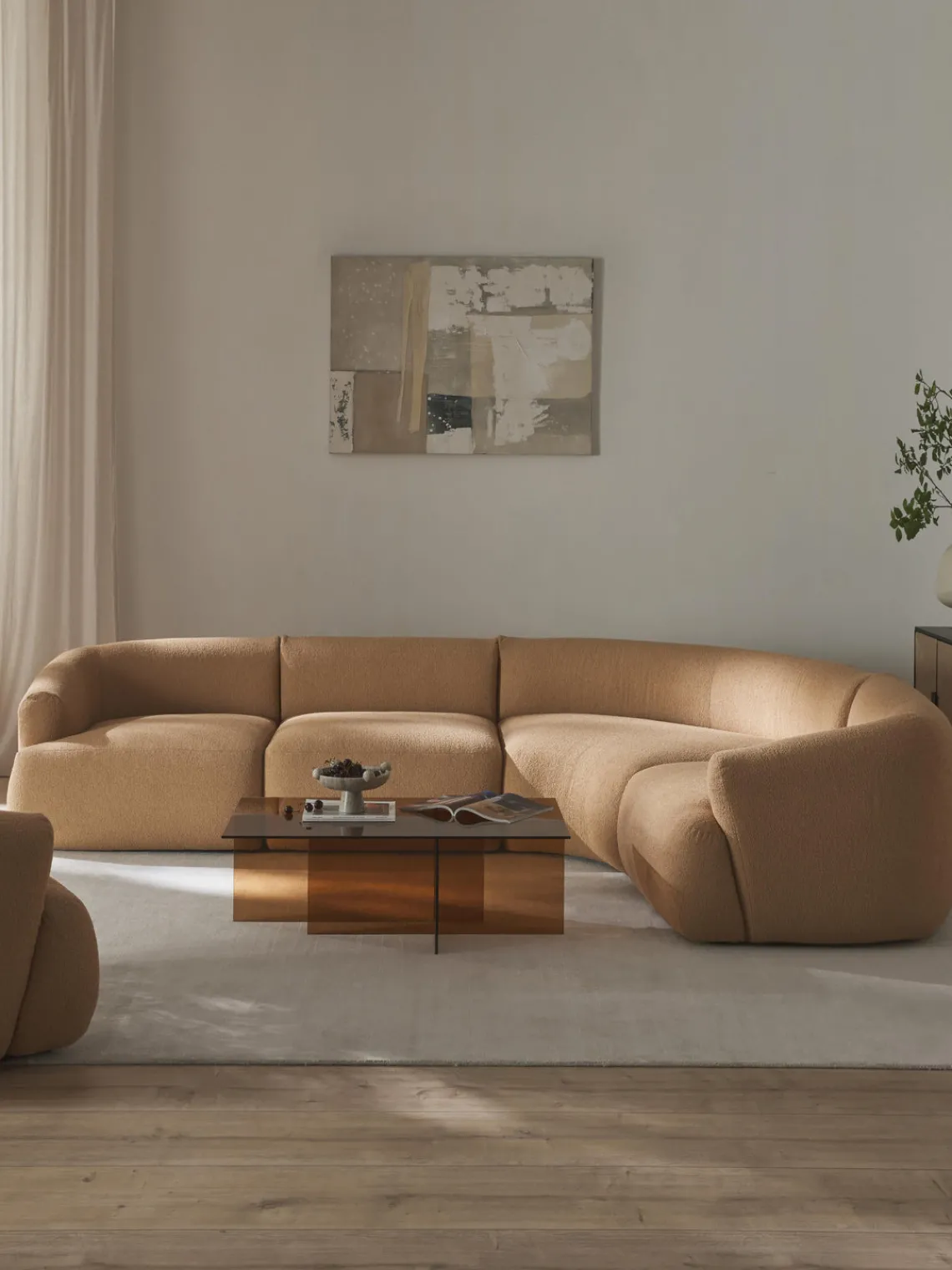 Sofás Rinconeras|Sofás>Westwing Collection Sofá rinconera modular en tejido bouclé Sofia (4 plazas) Bouclé beige