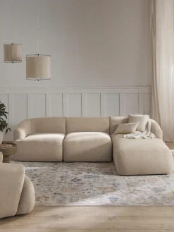 Sofás Rinconeras|Sofás>Westwing Collection Sofá rinconera modular en tejido bouclé Sofia (3 plazas) Bouclé beige claro