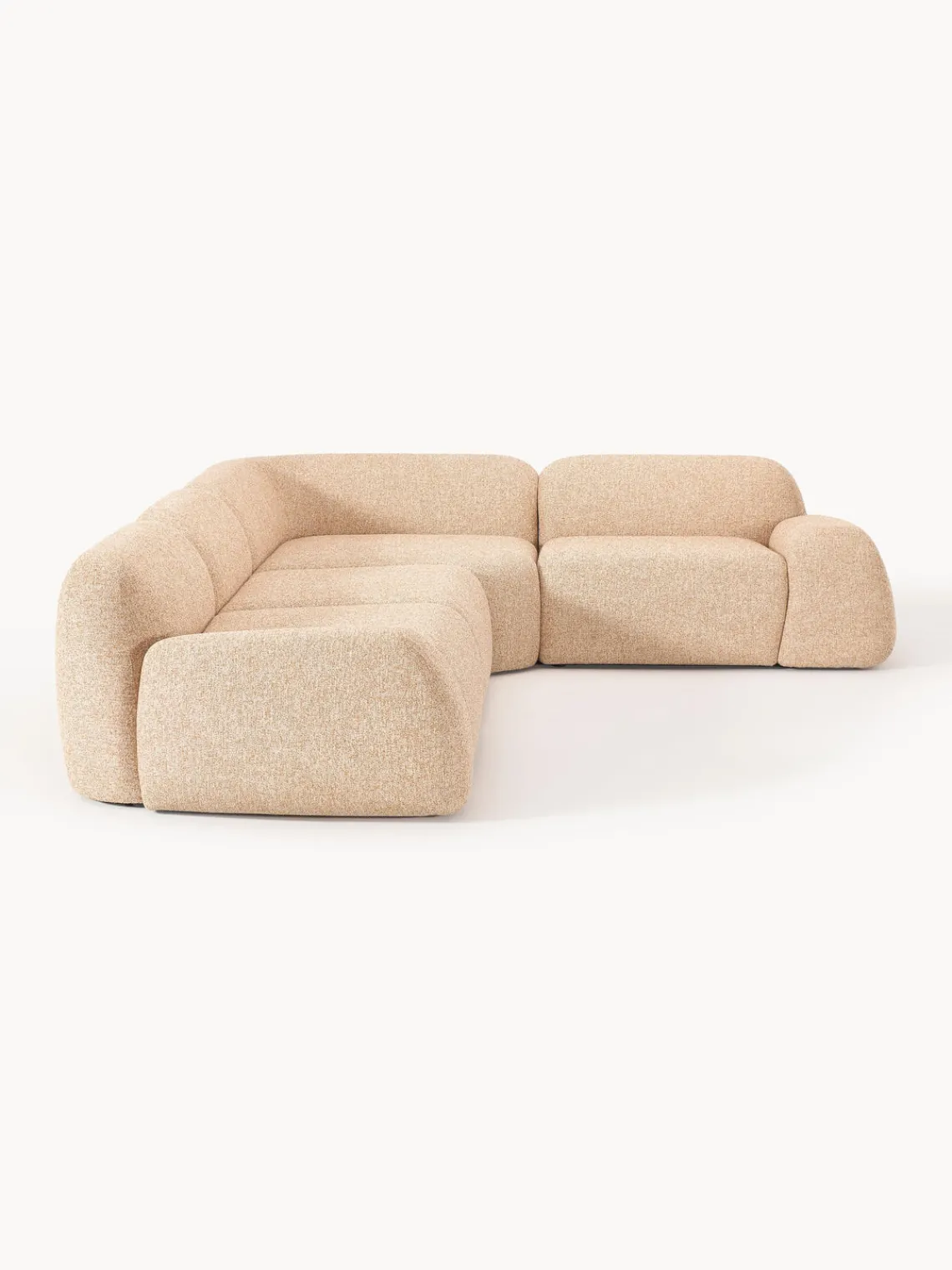 Sofás Rinconeras|Sofás>Westwing Collection Sofá rinconera modular en tejido bouclé Wolke (4 plazas) Bouclé naranja